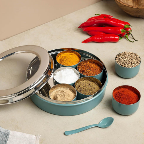 7 dudki Homes Stainless Steel Masala Dabba Masaladani | Spice Box For Kitchen | Masala Dani With See Through Lid