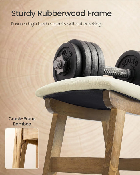 9.8 15.4 11.8 Inches, Summer ULSF052LF01 SONGMICS Foot Stool Ottoman, Padded Foot Rest Under Desk with Solid Wood