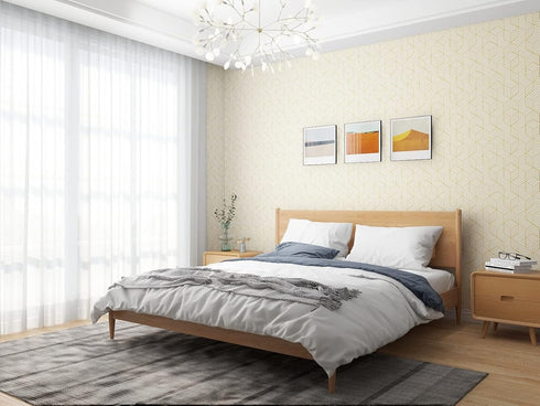 White and Gold Geometry Stripped Hexagon Peel and Stick Contact Paper, Self Adhesive Wallpaper, 118 inch x 17.7 inch