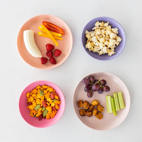 Grow Forward Wheat Straw Kids Plates and Bowls Sets - 8-Piece Unbreakable Dishwasher & Microwave Safe Plastic Dishes for Kids - Reusable Non Toxic BPA-Free Dinnerware for Children - Floral by Grow Forward