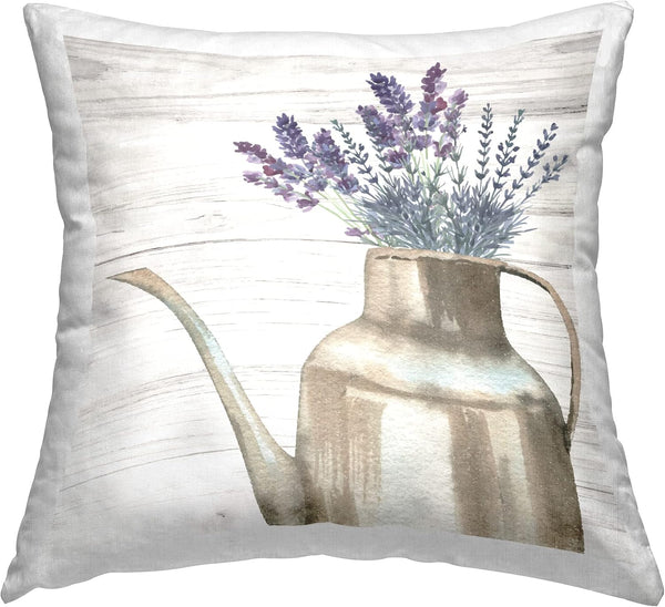 Stupell Industries 18 x 18 Lavender Herbs Country Vase Design Throw Pillow, Purple