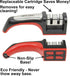 Ergo Chef Fastedge 2 Stage Knife Sharpener, Tabletop Kitchen Knife Sharpener, Red