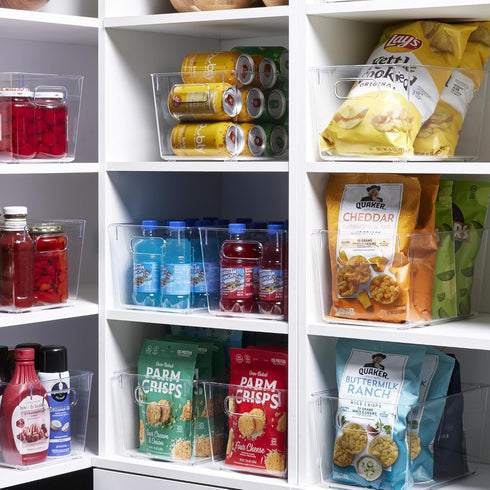RUBOXA Shatterproof Clear Plastic Storage Bins, BPA-Free Freezer and Refrigerator Organizer Bins, 4 Pack