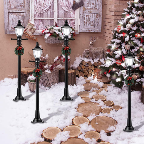 Honoson 6 Years(8 Christmas Mini Street Light Models Christmas Accessories Miniature Lamp Village Post for Dollhouse