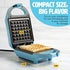 Tasty Mini Nonstick Waffle Maker - Perfect for Individual Waffles, Hash Browns, and Brownies, 600W, Blue