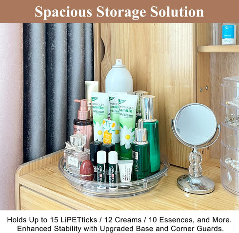 Clear Lazy Susan Organizer Turntable, 9.25 Inch 2 Pack, 360 Rotating Makeup Organizer for Vanity, Kitchen Storage Rack,