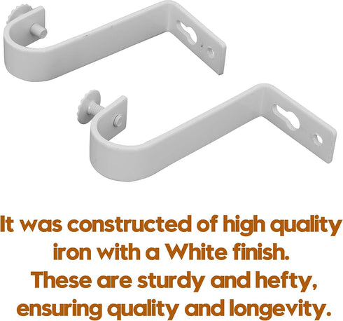 4 Pack Ceiling Curtain Rod Bracket, Heavy Duty Single Curtain Rod Holders for 1 Inch Drapery, Living Room Bedroom, White