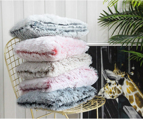 Uhomy 2 Packs Fluffy Accent Pillow Covers, 20"x12", Soft Gray Ombre Faux Fur for Home Decor, 50x30cm