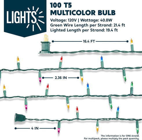 Lights,100 Count 21.4FT Joiedomi Multicolor Christmas String Christmas Fairy Tree Lights Plug in for Indoor Outdoor