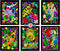 Koala, Gecko, Elephant, Monkey, Parrot, Tiger - 6 Fuzzy Velvet Posters to Color