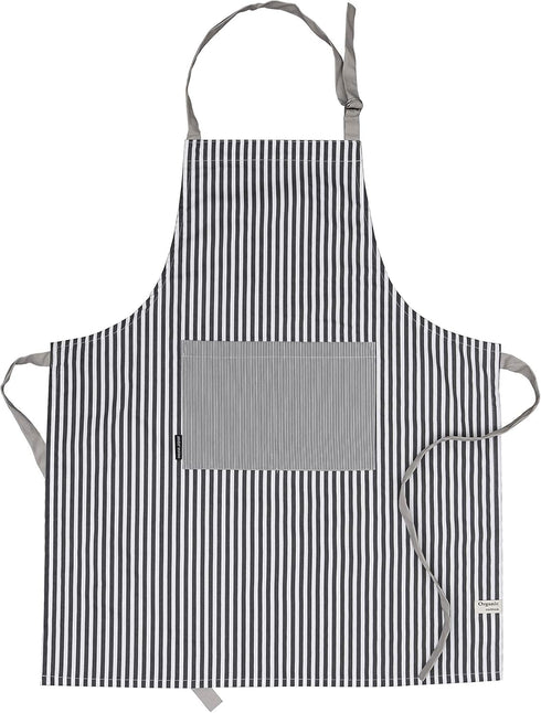 AMOUR INFINI Cotton Aprons for Women, Adjustable Strap and Waist Ties, Reusable for Baking and Cooking (Charcoal)