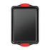 Nonstick Cookie Sheet Pan, Carbon Steel Oven Tray with Red Silicone Handles, Small Bakeware with Gray Coating