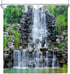 Waterfalls Shower Curtains - Stone Rockery Landscapes Spring Green Plant Courtyard Bathroom Decor 70 x 70 Inch with