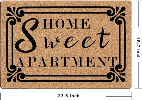 Welcome Mat Home Sweet Apartment Doormat, Anti-Slip Rubber Back, Novelty Gift Mats for Indoor Outdoor
