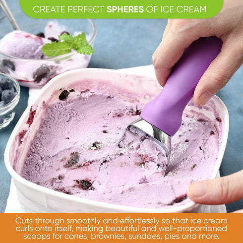 Frozen Spring Chef Metal Ice Cream Scoop with Comfortable Handle, Heavy Duty Sturdy Ice Cream Scooper Spoon for Cookie