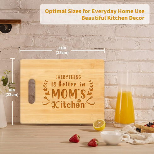 Personalized Engraved Bamboo Cutting Board - Unique Mother's Day Gift for Mom from Daughter Son, Everything Is Better