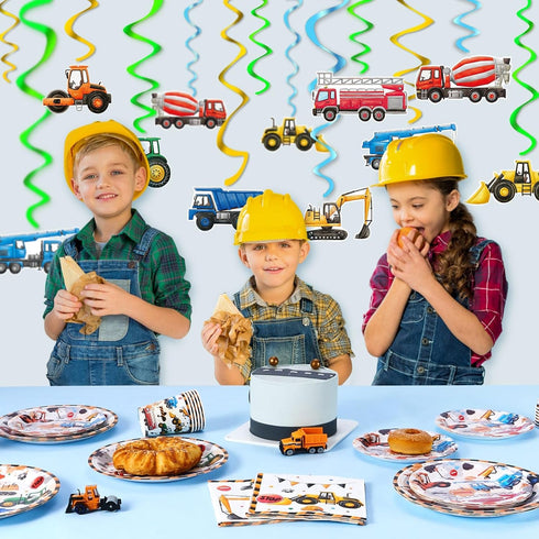 '-24 WERNNSAI Construction Hanging Swirls PCS Construction Party Decorations Construction Zone Party Ceiling Swirls Dump