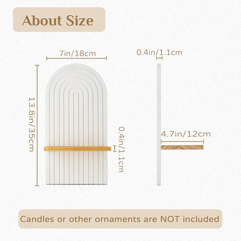 Set 2 Boho Wall Candle Holder Decor: Mid Century Candle Sconces of for Plants Pillar Candles - White Wood Modern