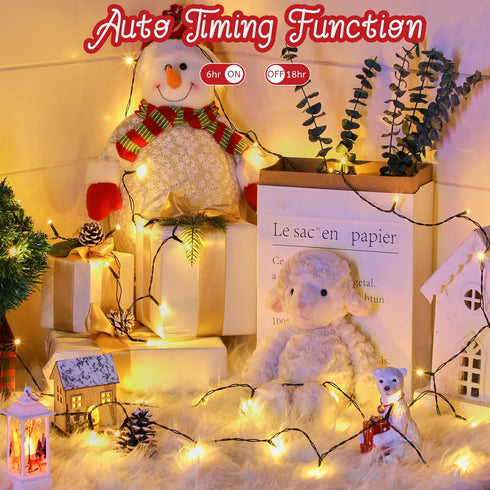 4 Pack 66 200 Timer,8 Brightown Christmas Lights Battery Operated, Total FT LED Battery Powered Fairy Lights with Mode