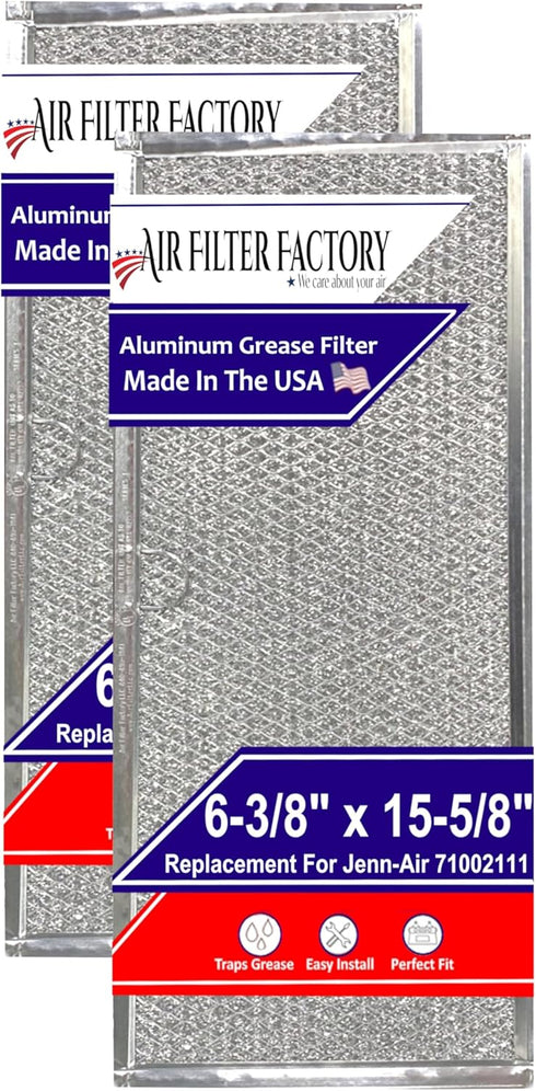 Air Filter Factory Replacement for Jenn-Air 71002111, 12-Layer Aluminum Mesh Grease Filter, 2-Pack