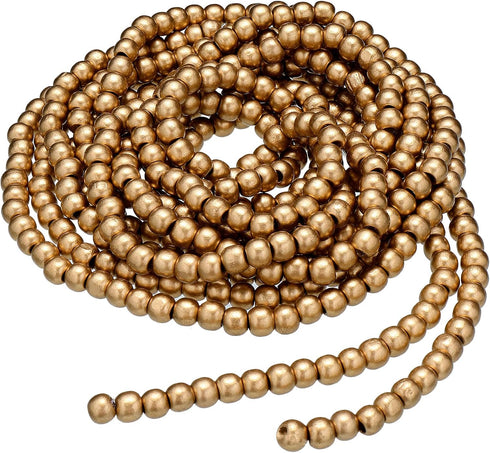 16 Feet Wooden Bead Garland for Christmas Tree Holiday Decoration (Gold)