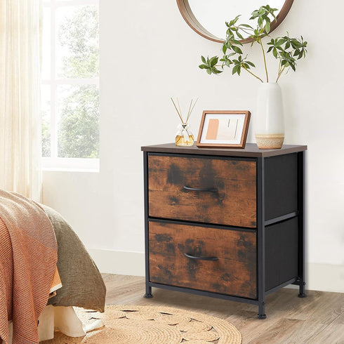 2 20 inch Closet, DUMOS Nightstand Small Dresser with Fabric Drawers Side Bedroom End Table Kids Bedside Storage