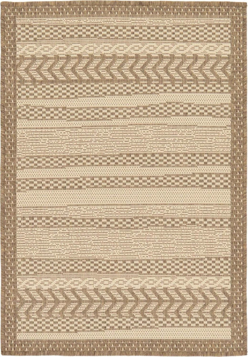 Unique Loom Outdoor Border Collection Area Rug, 2' 2" x 3' 1" Rectangle, Beige/Brown Lines