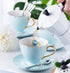 Set Set 6 (FD-TCS02 (6), 7oz) Jusalpha Fine China Tea Cup and Saucer Coffee Cup with Saucer and Spoon of blue