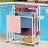6 Freestanding Towel Rack for Bathroom Rolling Towel Storage Cart On Wheels Blanket Ladder with Shelf & Hooks, Outddoor