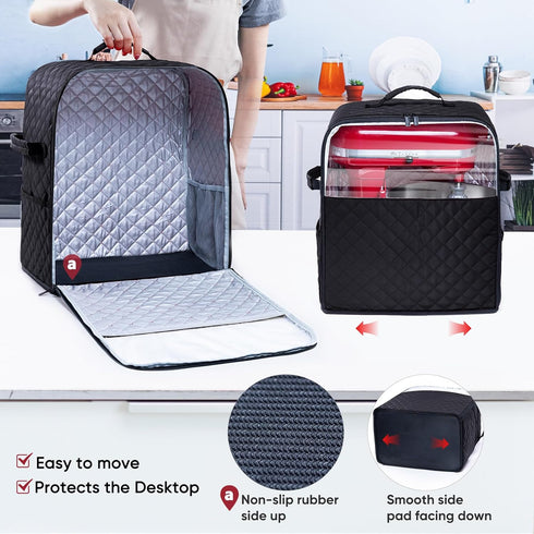 BAGSPRITE Stand Mixer Cover with Appliance Sliders Base for KitchenAid Mixer, Storage Bag with Pockets for Accessories
