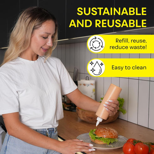 16 OZ 2 PACK BRIGHTFROM Condiment Squeeze Bottles, Empty Squirt Bottle with Twist Top Cap, Leak Proof - Great