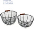 Country Set 2. CVHOMEDECO. Metal Wire Egg Baskets Wire Fruit Baskets with Wooden Handle Vintage Style Storage Baskets.