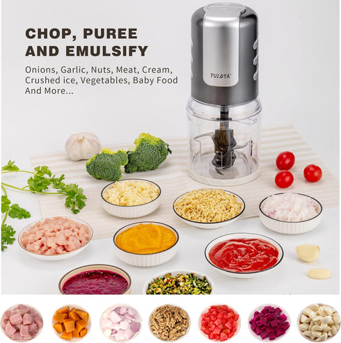 Mini Food Processor for Chopping, Mincing, and Puree, 2 Speed Electric Chopper, 400-Watt, 2 Cup Capacity, Black