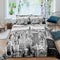 Erosebridal City Building Bedding Set King, New York Theme Comforter Cover, Urban Bedspread with 2 Pillow Cases