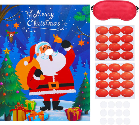 SKYLETY Christmas Party Games Pin The Nose Game on Santa Claus Fun