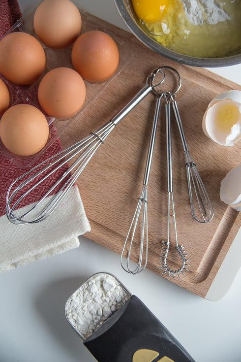Fox Run Mini Whisks, Set of 4, Chrome Plated, Metallic, 8 x 2 x 1.75 inches