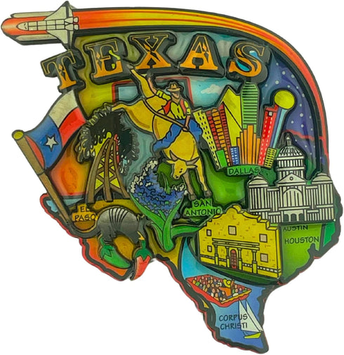 Texas State Souvenir Refrigerator Magnet, Collectible Keepsake Gift for Travel Enthusiasts, 2 by 2 Inches