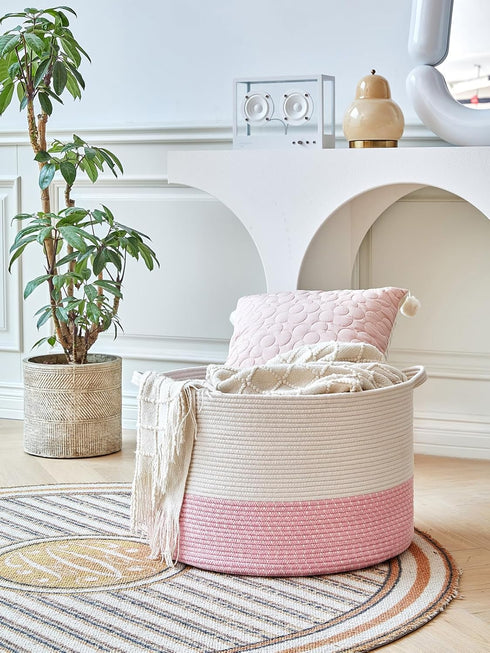 Extra Large Cotton Rope Basket 22" x 14", Toy Basket for Storage