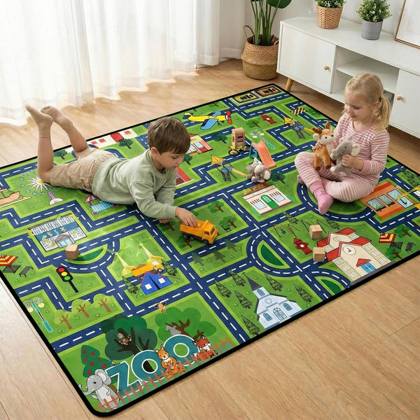Kids Car Rug Play Mat 2.5x4 Feet City Life Road Traffic Carpet