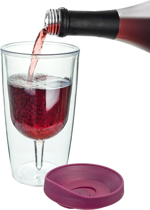 Southern Homewares 10oz Merlot Red Lid Wine Tumbler, 2-Pack, Insulated Double Wall Acrylic