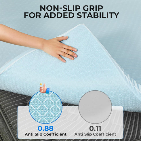 3 Inch OhGeni Memory Foam Mattress Topper Pad, Soft Bed Cover with Anti-Slip Base, Size Twin, Style with Cover