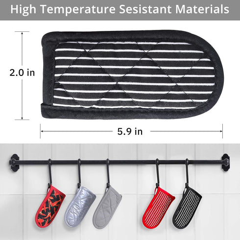 Cast Iron Skillet Handle Covers, Heat Resistant Pot Holders for Kitchen, Machine Washable Handle Mitts 2 PCS (Striped)
