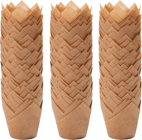 Ruisita 150 Pieces Mini Tulip Baking Cups, Muffin Liners for Parties (Natural)