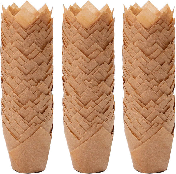Ruisita 150 Pieces Mini Tulip Baking Cups, Muffin Liners for Parties (Natural)