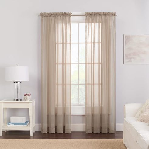 Pairs to Go Victoria Voile Modern Sheer Window Curtains, Taupe, 2 Panels, 59 in x 95 in