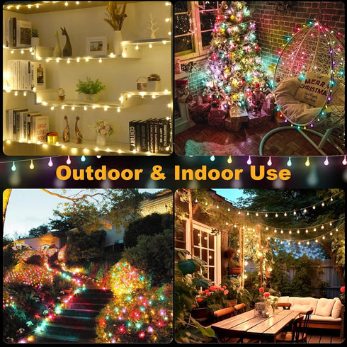 50FT 150 OMIKA Connectable Globe String Lights Outdoor Waterproof, LED Fairy Lights with Remote Timer, Multicolor