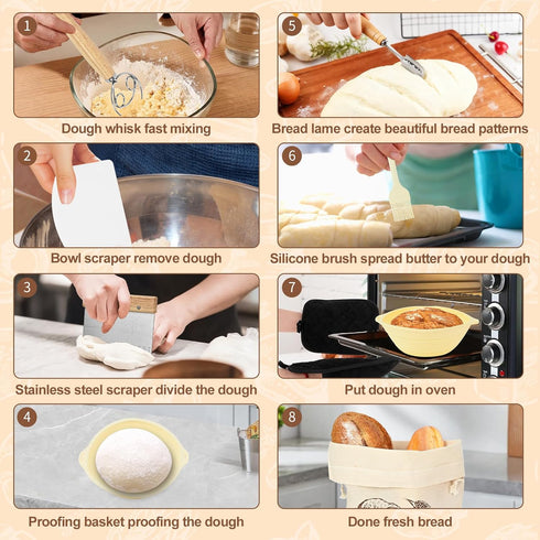 13Pcs 9in 10in Set TOKPELA Sourdough Starter Kit Sourdough Bread Baking Supplies, Complete Bread Making Tools Round