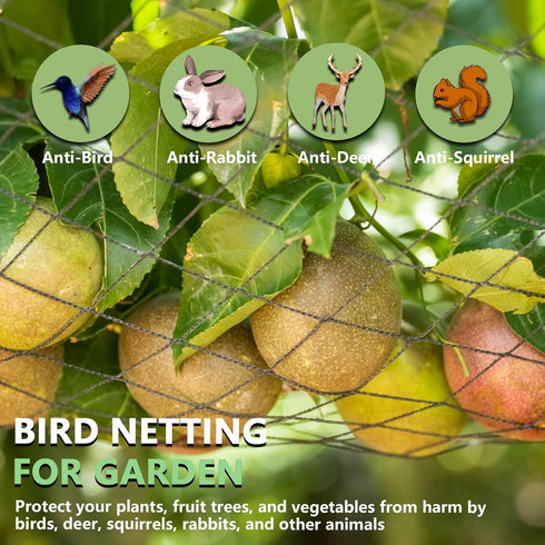 7.5 100 Bird Netting for Garden x FT Heavy Duty Black Garden Netting for Fruit Trees, Chicken Coop, Pond, Blueberry