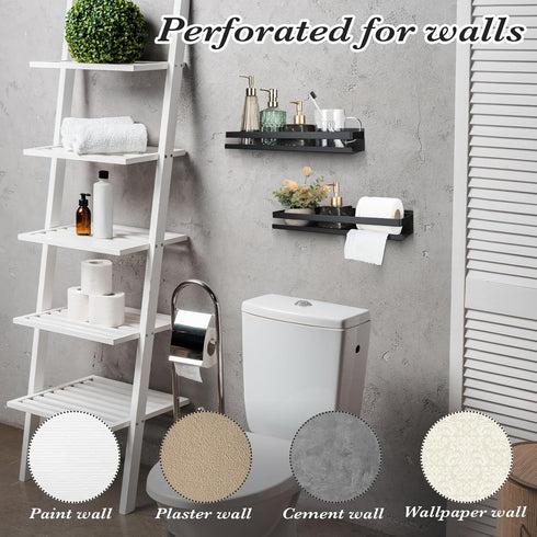 2 Room(11.81 Inch/ 30 cm,Black) Lallisa Pieces Stainless Steel Shelf Bathroom Shower Floating Shelves Wall Mounted