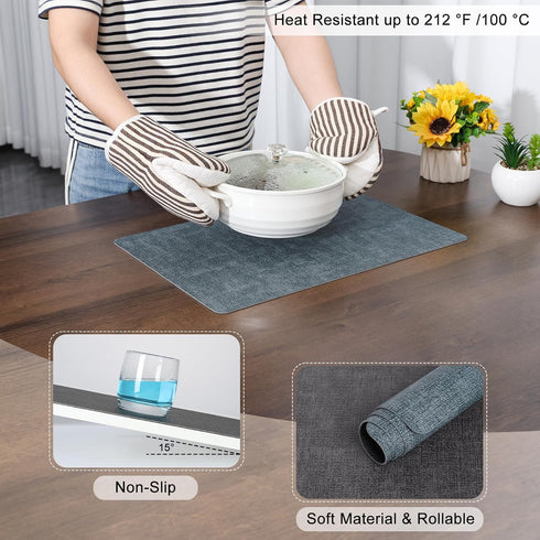 Set 8 Myir JUN Dual Sided Placemats, Faux Leather of for Dining Table, Non-Slip Washable Heat Resistant Indoor Outdoor